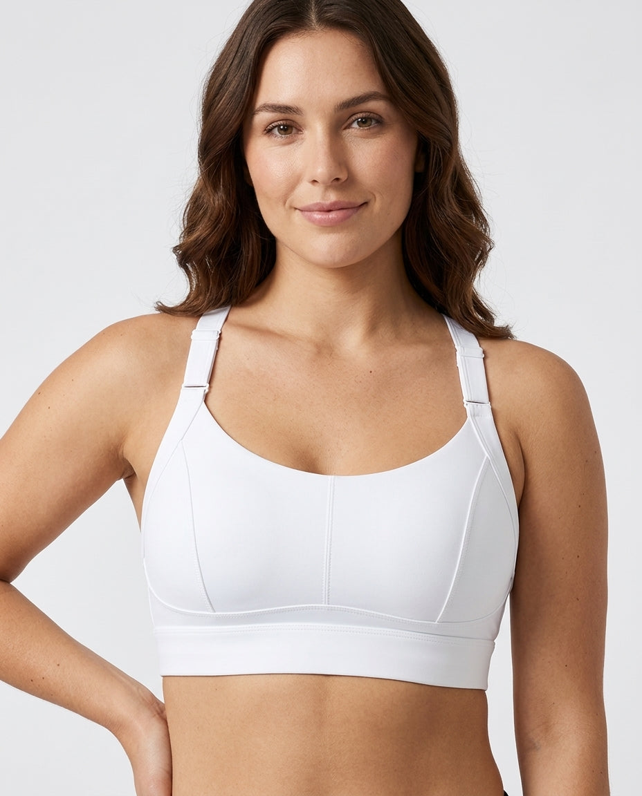 Rina X Back Support Sports Bra White Hero Front Australian Model