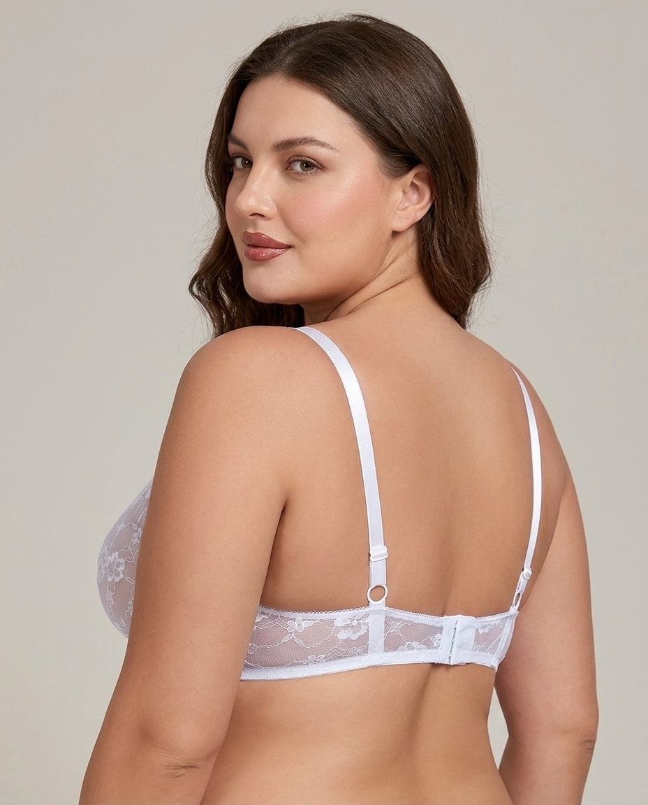 Siena Full Bust Lace Underwire Bra White Back Support