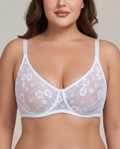 Siena Full Bust Lace Underwire Bra White Lace Detail