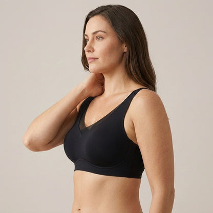 Soletta Wireless Lift V Neck Mesh Bra Black Side Profile