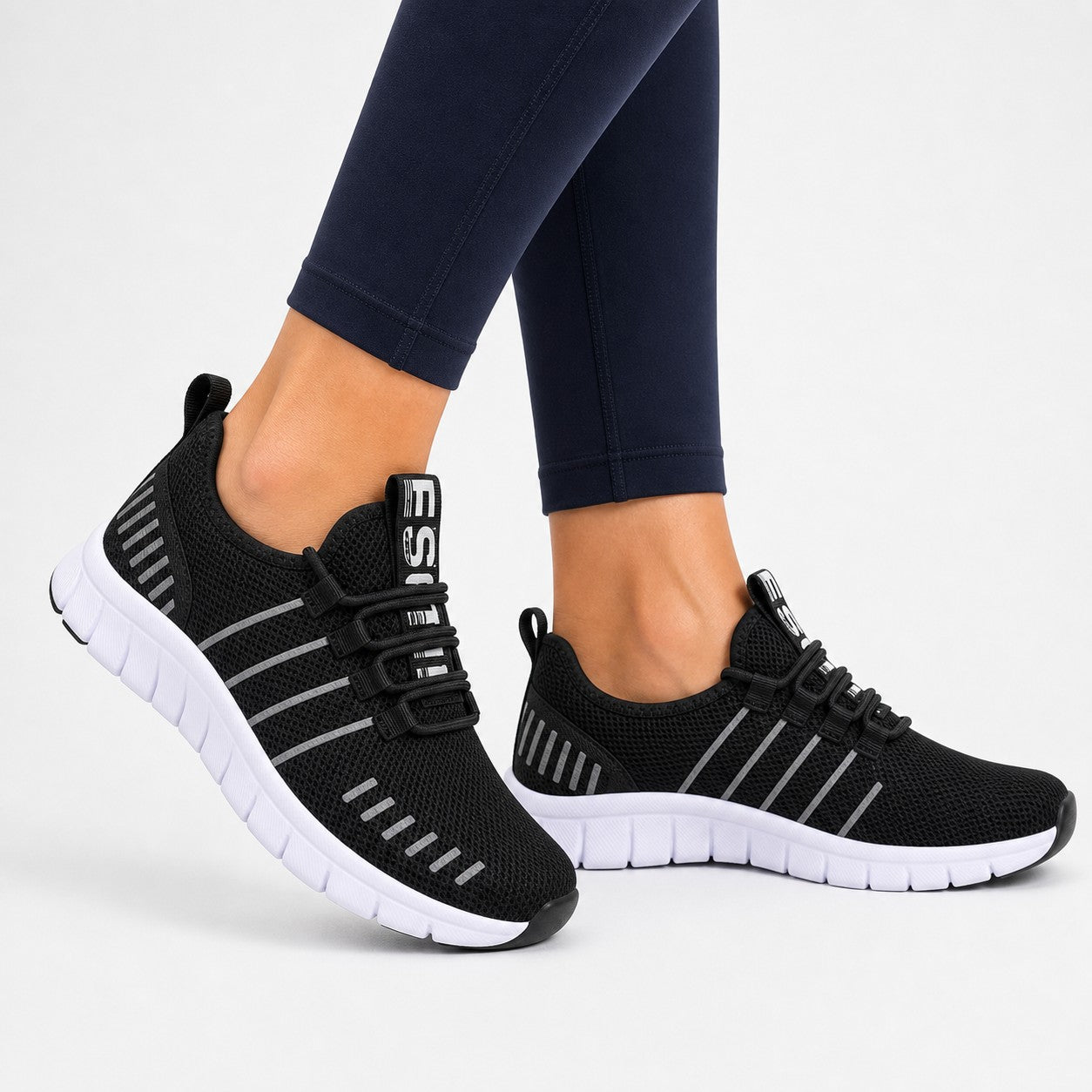 Stride Colorful Outdoor Walking Shoes For Women Colour Black Model Wearing