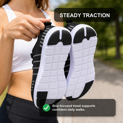 Stride Colorful Outdoor Walking Shoes For Women Colour Black Steady Traction Feature