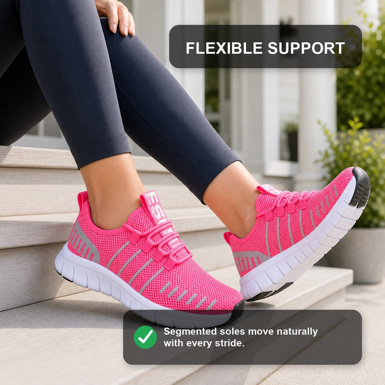 Stride Colorful Outdoor Walking Shoes For Women Colour Hot Pink Flexible Support Feature
