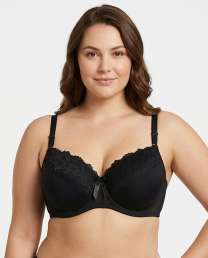 Valeria Lace Full Cup Bra Black Hero Front Australian Model