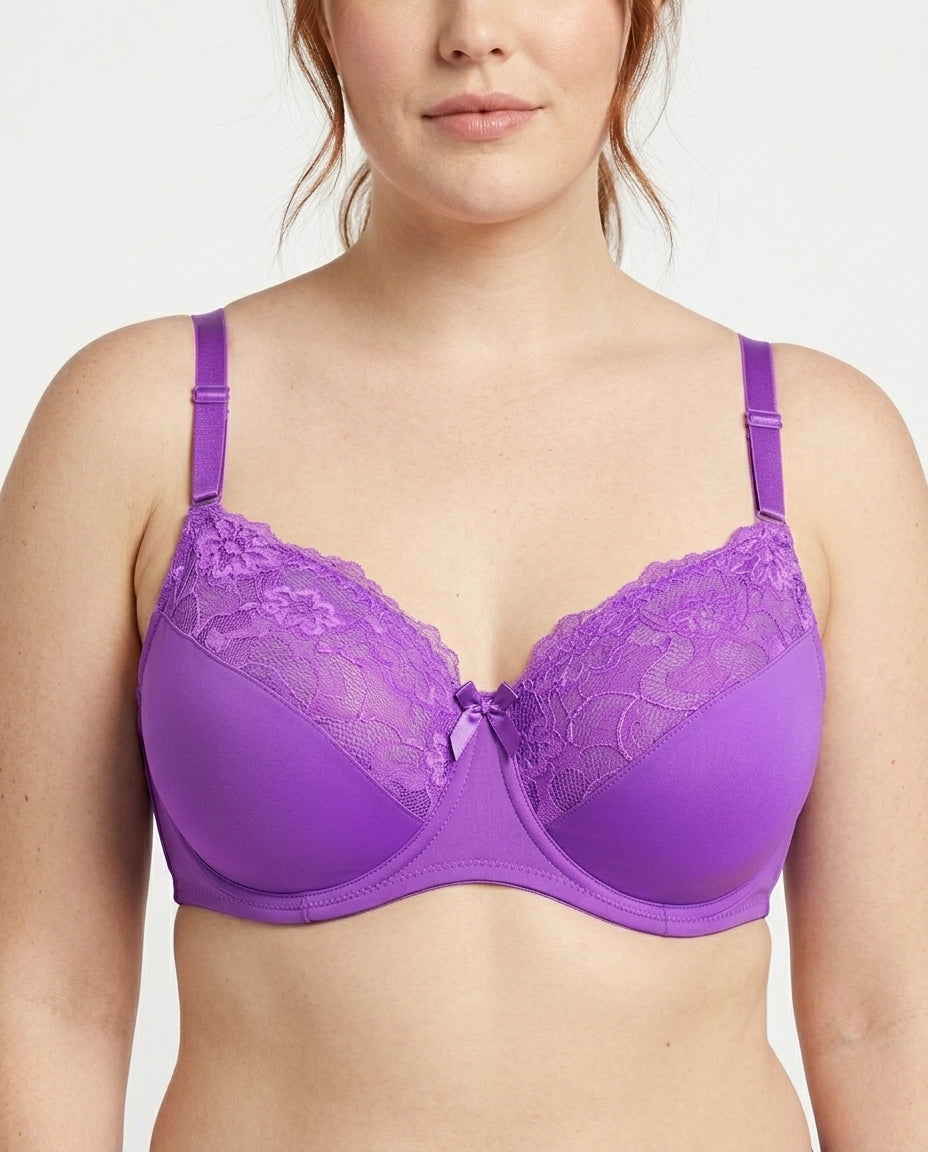 Valeria Lace Full Cup Bra Purple Front Close Product Detail