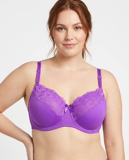 Valeria Lace Full Cup Bra Purple Hero Front Australian Model