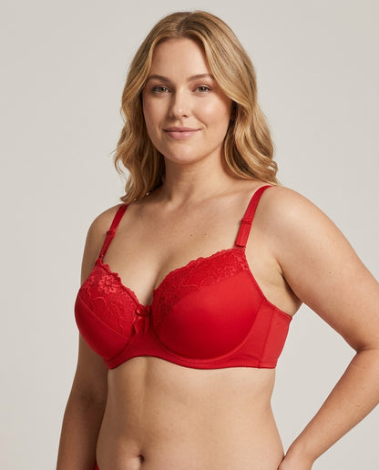 Valeria Lace Full Cup Bra Red Hero Front Australian Model