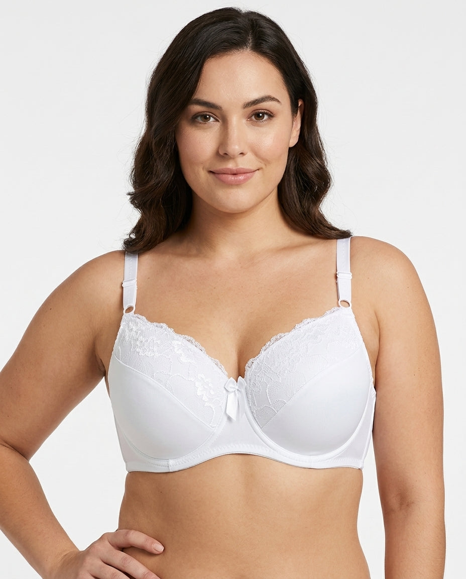 Valeria Lace Full Cup Bra White Hero Front Australian Model