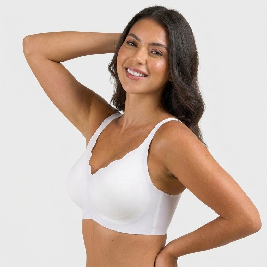 Velora Scallop Wirefree Push Up Bra White Lifestyle Front