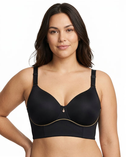 Vera Gathered Full Support Womens Bra Black Hero Front Australian Model