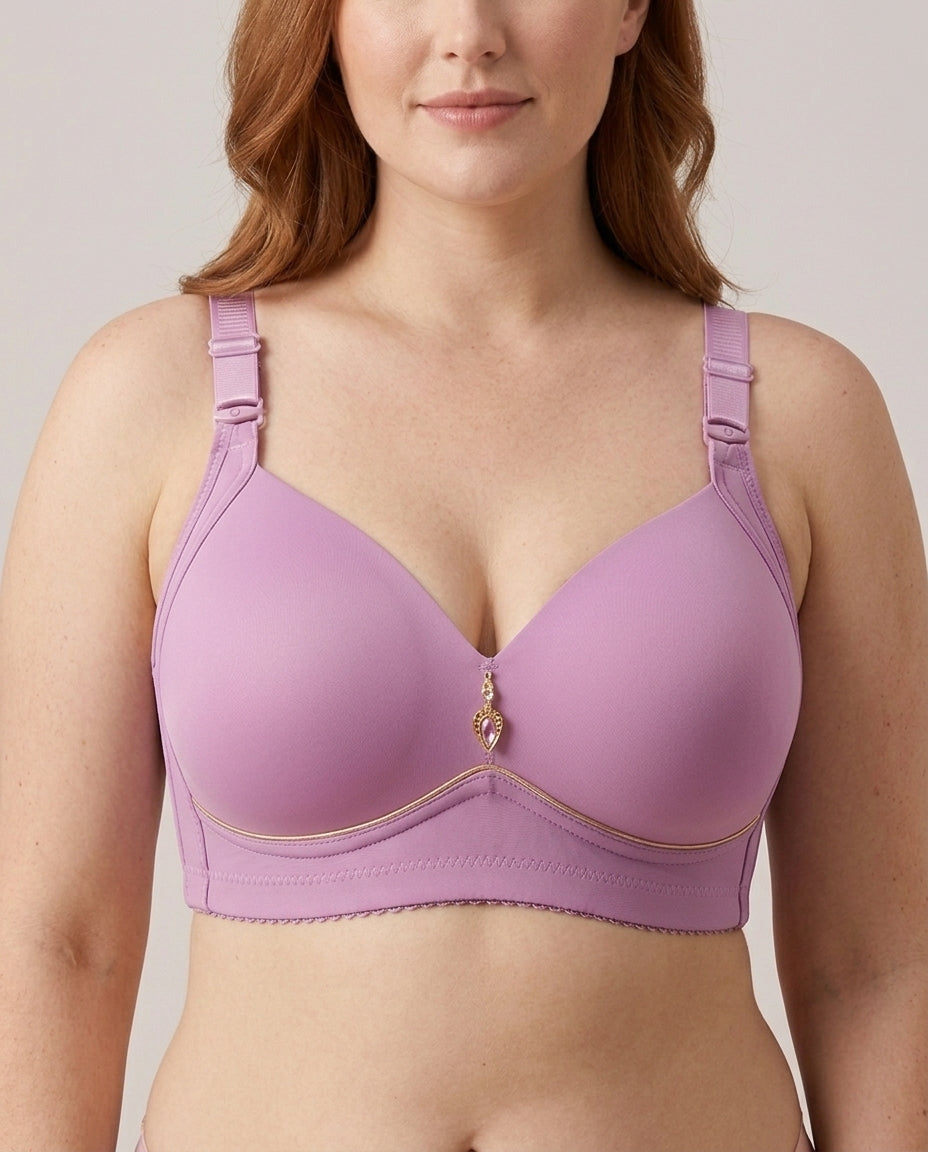 Vera Gathered Full Support Womens Bra Lavender Pink Front Close Product Detail