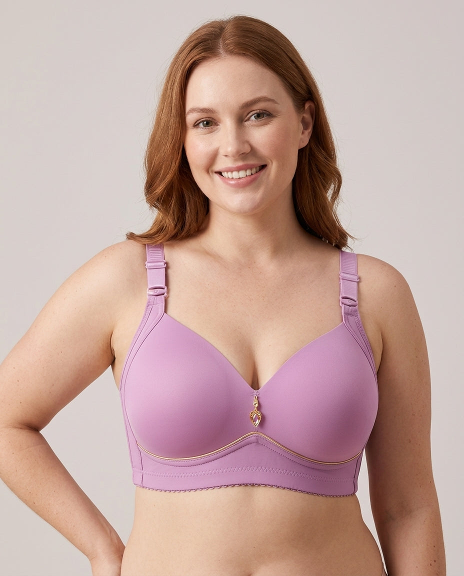 Vera Gathered Full Support Womens Bra Lavender Pink Hero Front Australian Model