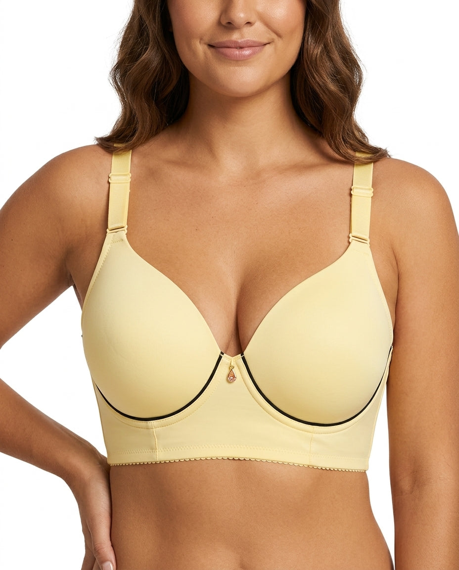 Vera Gathered Full Support Womens Bra Pale Yellow Hero Front Australian Model