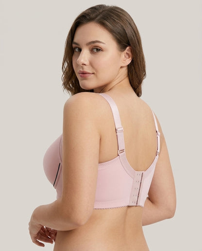 Vera Gathered Full Support Womens Bra Soft Pink Back Hook Strap Detail