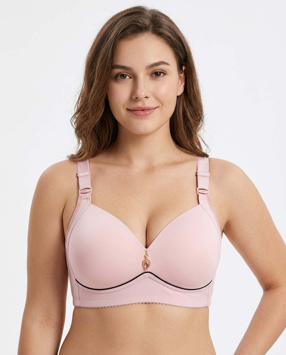 Vera Gathered Full Support Womens Bra Soft Pink Hero Front Australian Model