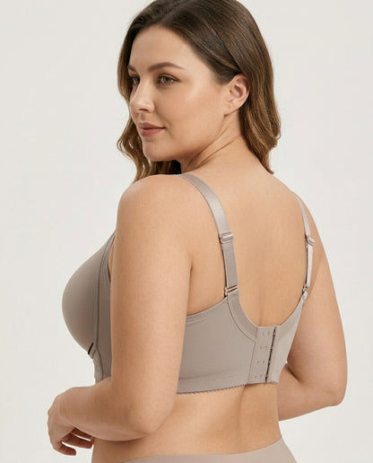 Vera Gathered Full Support Womens Bra Taupe Beige Back Hook Strap Detail