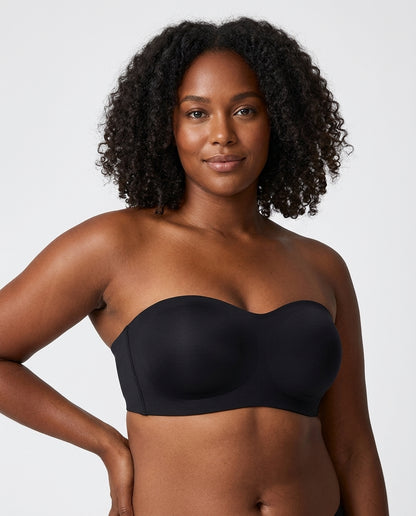 Vera Seamfree Strapless Bandeau Bra Black Model Front