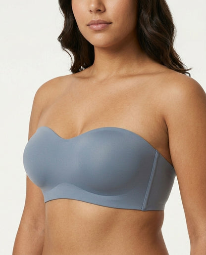 Vera Seamfree Strapless Bandeau Bra Light Blue Front Close Detail