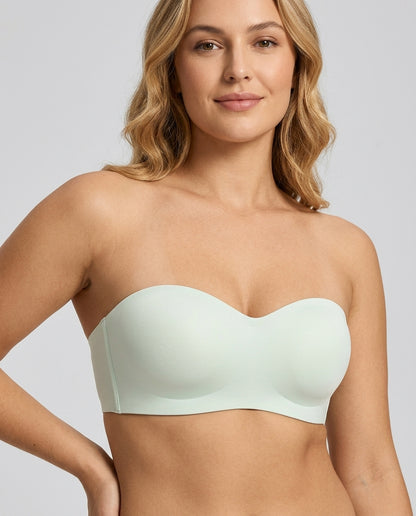 Vera Seamfree Strapless Bandeau Bra Mint Model Front