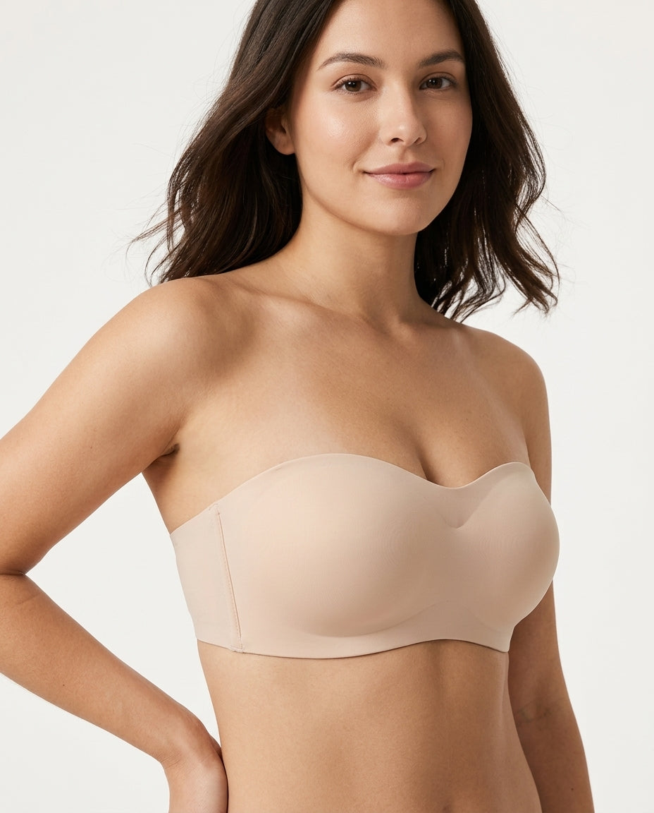Vera Seamfree Strapless Bandeau Bra Nude Model Front