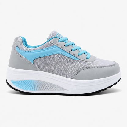Wave Orthopedic Sole Walking Shoes For Women Colour Grey Blue Front Hero
